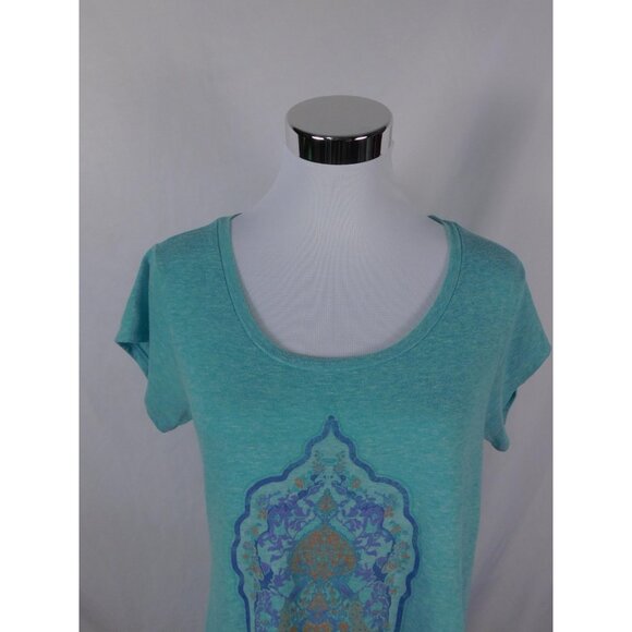 Lucky Brand Teal Medallion Graphic Tee Boho Witch M - Picture 2 of 10
